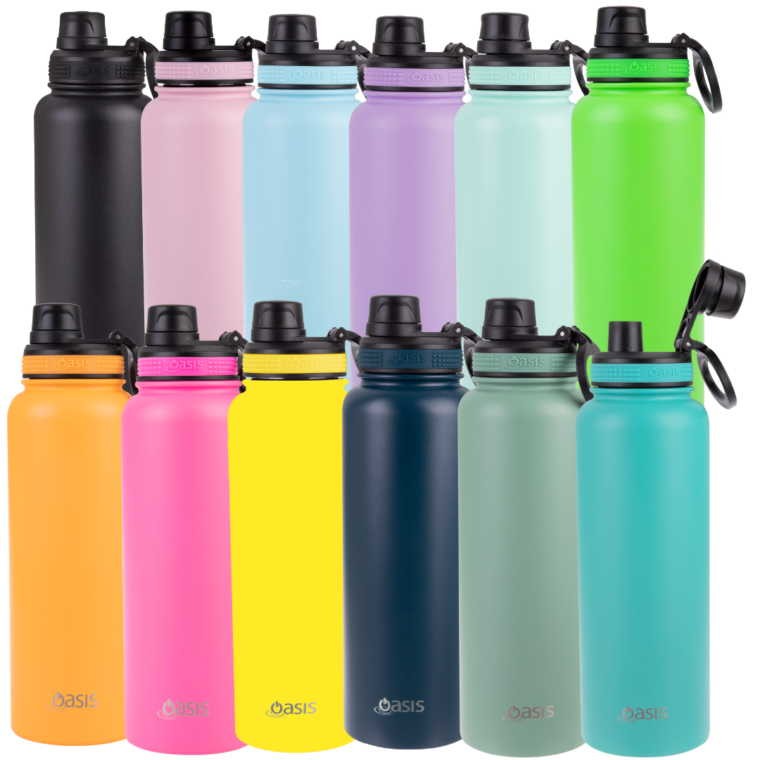 Oasis Challenger 1.1 Litre Insulated Sports Bottle w/ Screw Cap - Assorted Colours