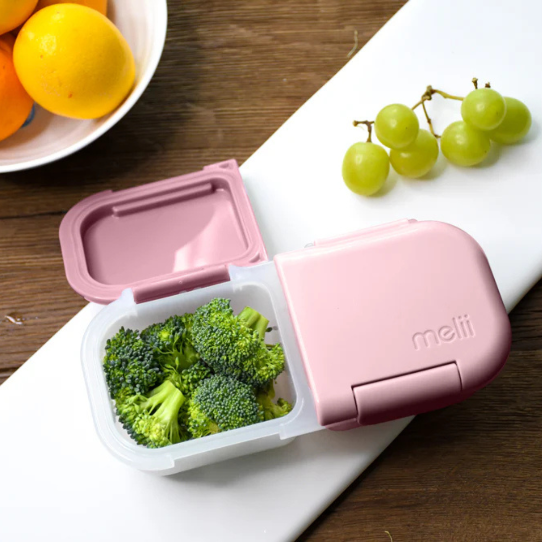 Melii Luxe 2 Compartment Snack Container - Pink & Ivory