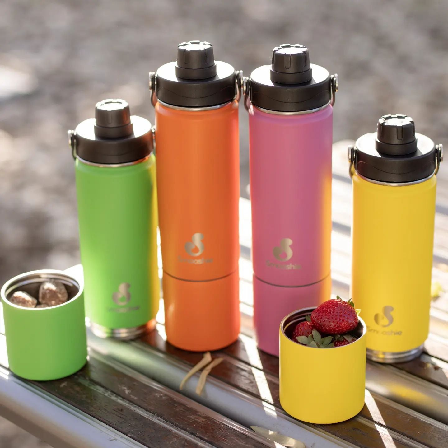 Smooshie 500ml Insulated Drink Bottle & Snack Cup - Assorted Colours