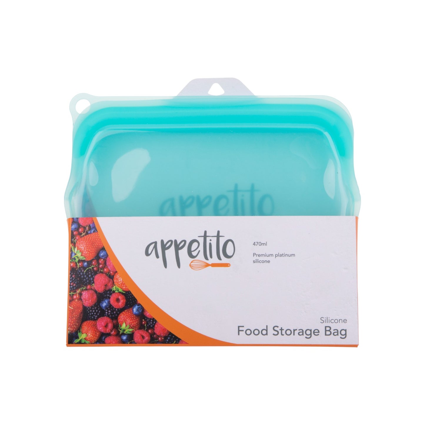 Appetito Silicone Medium 470ml Food Storage Bag - Aqua