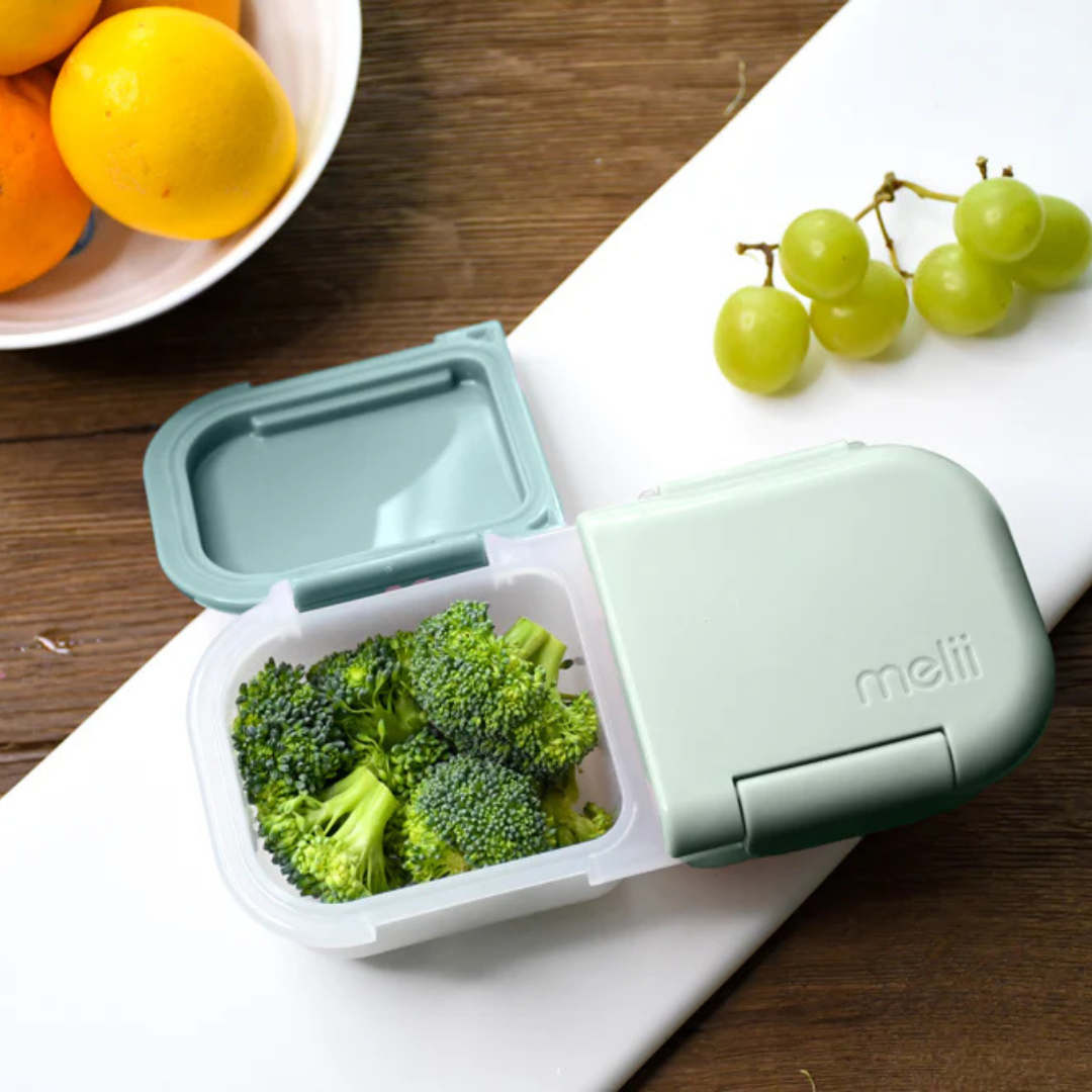 Melii Luxe 2 Compartment Snack Container - Blue & Mint