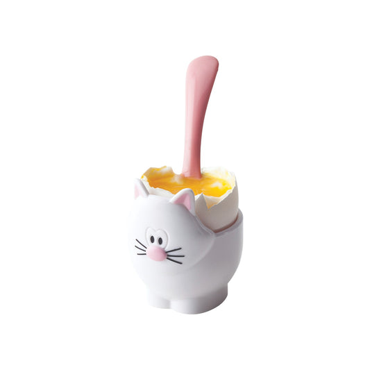 Joie Egg Cup & Spoon Set - White Cat