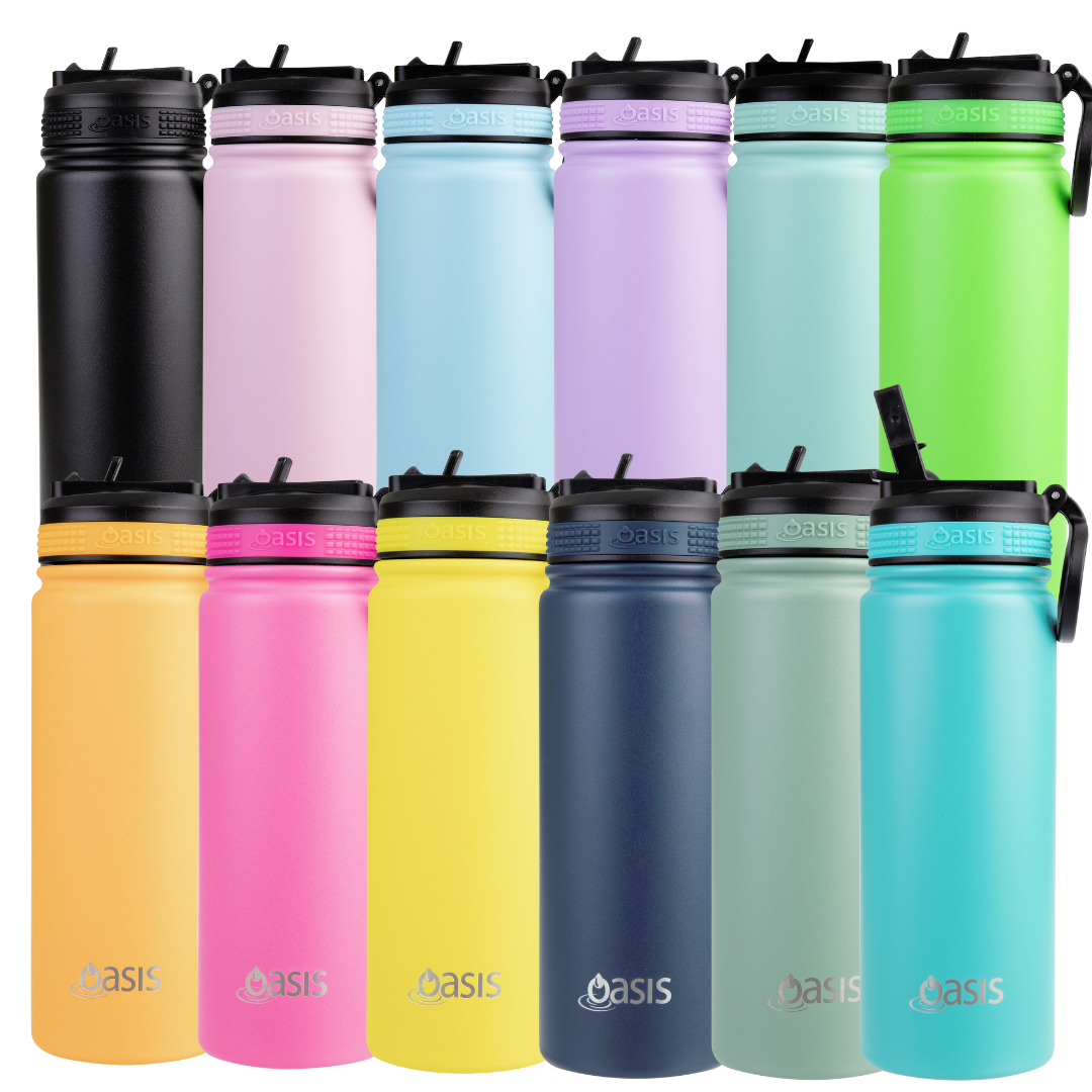 Oasis Challenger 550ml Insulated Sports Bottle w/ Sipper Straw - Assorted Colours