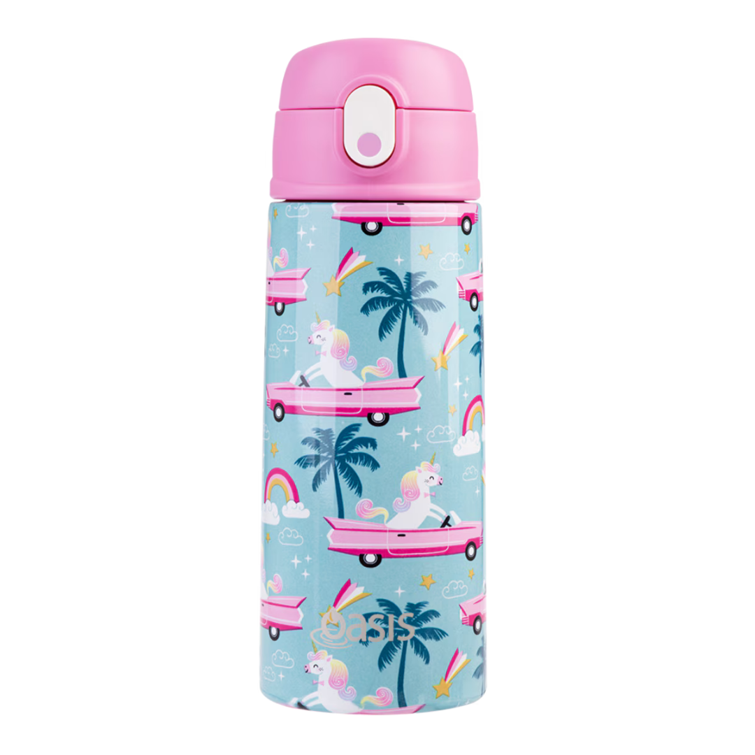 Oasis Insulated 550ml Kid's Drink Bottle w/ Sipper - Pink Cadillac