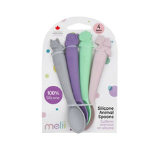 Load image into Gallery viewer, Melii Animal Silicone Spoons 4 Pack - Purple