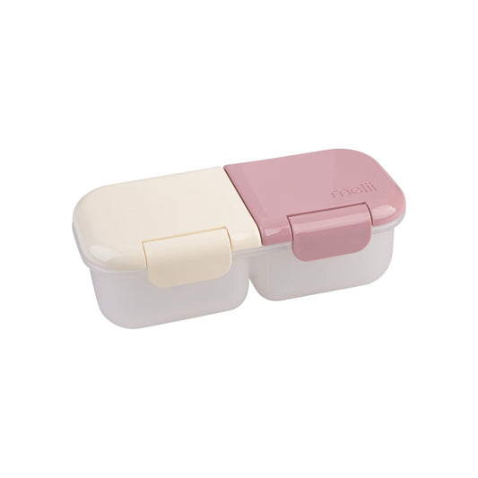 Melii Luxe 2 Compartment Snack Container - Pink & Ivory