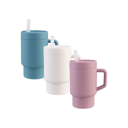 Melii Luxe 265ml Silicone Tumbler w/ Straw - Assorted Colours