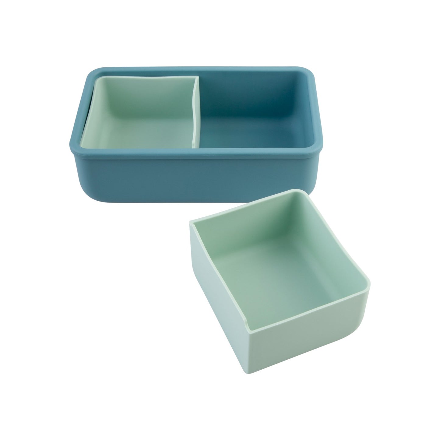 Melii Luxe 700ml Silicone Bento w/ Silicone Dividers - Blue & Mint