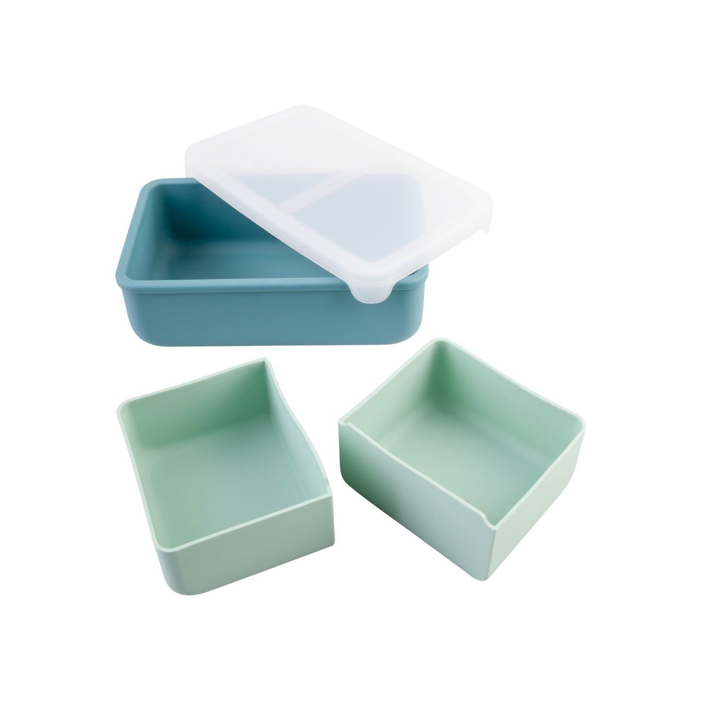 Melii Luxe 700ml Silicone Bento w/ Silicone Dividers - Blue & Mint