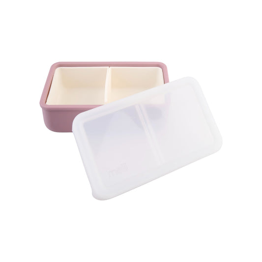 Melii Luxe 700ml Silicone Bento w/ Silicone Dividers - Pink & Ivory