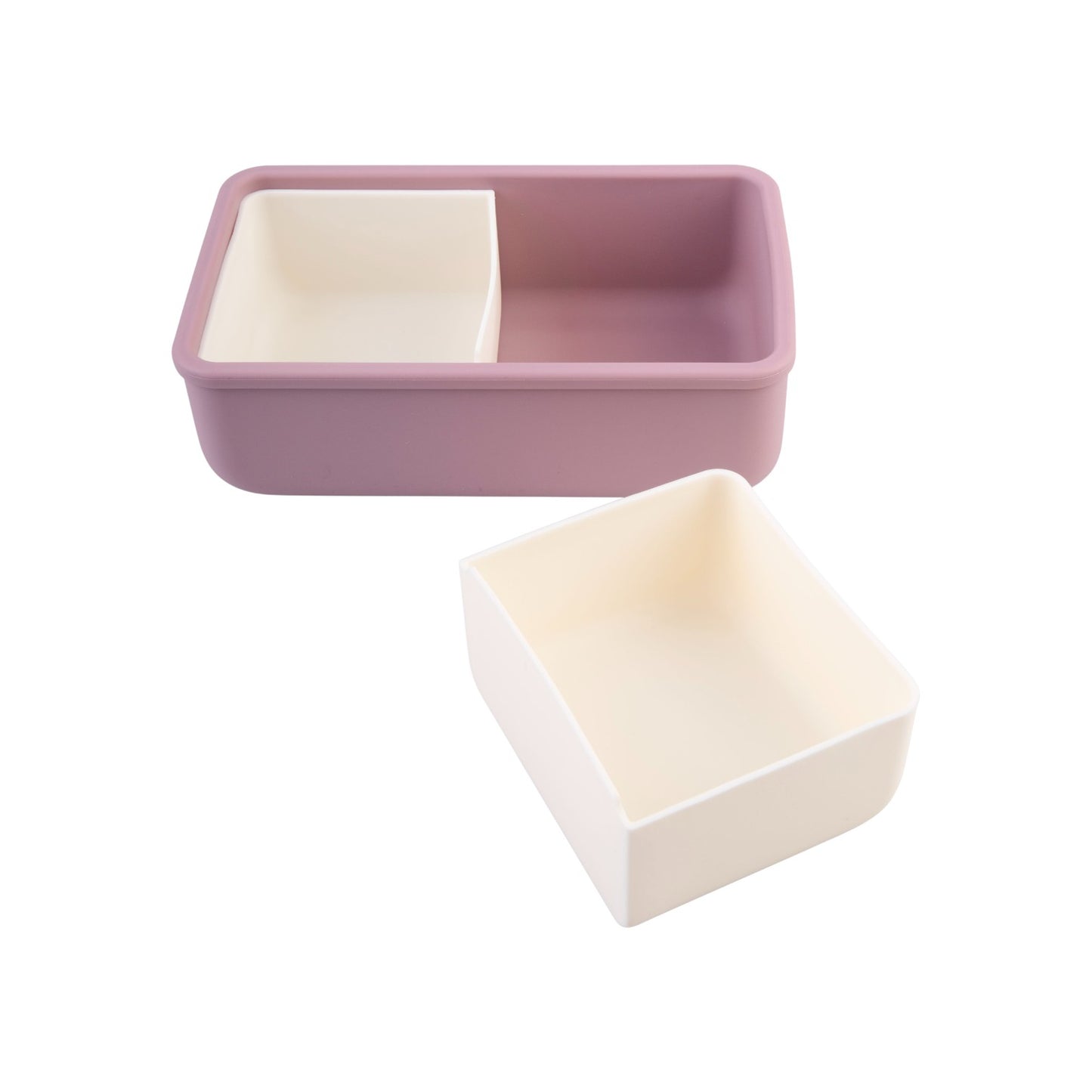 Melii Luxe 700ml Silicone Bento w/ Silicone Dividers - Pink & Ivory