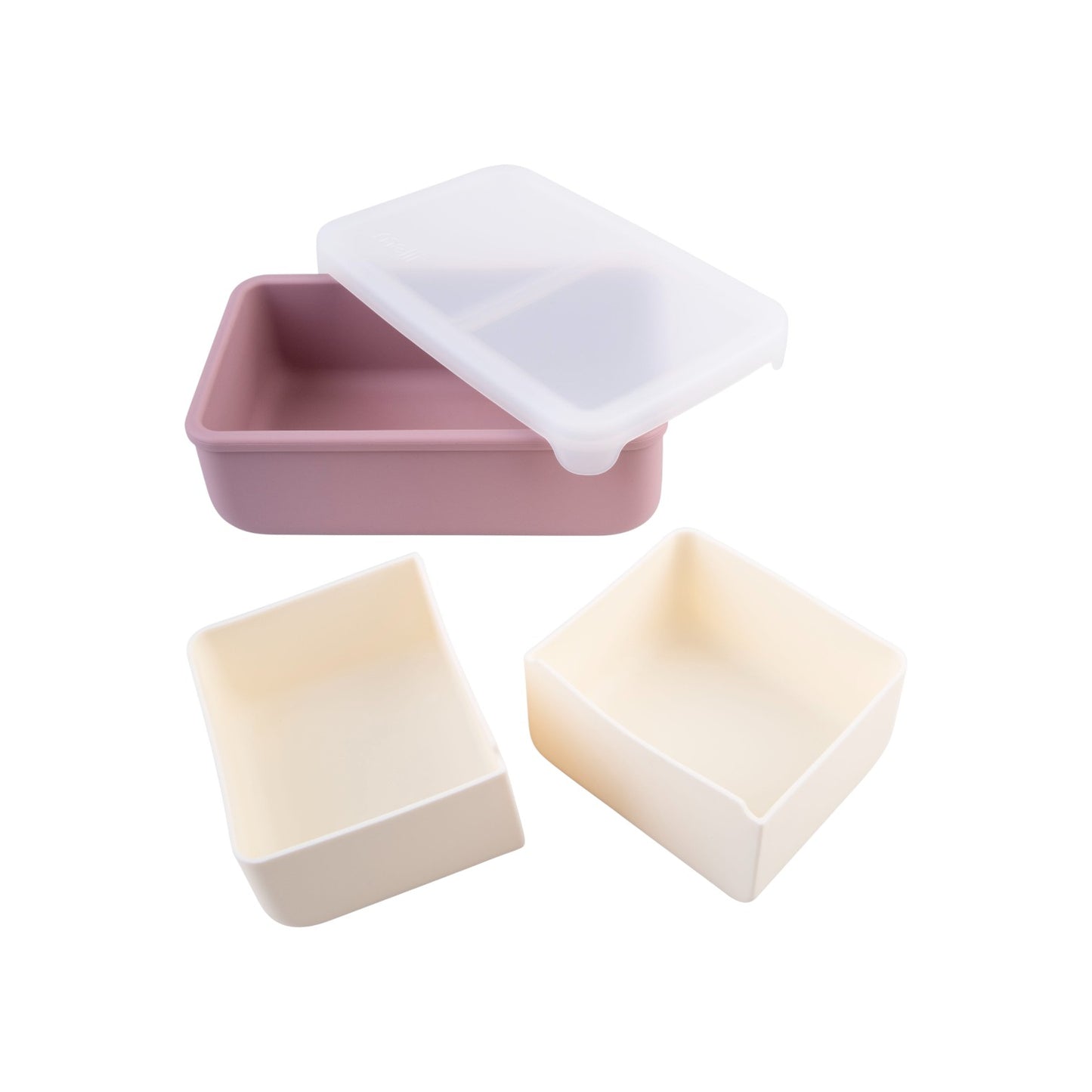 Melii Luxe 700ml Silicone Bento w/ Silicone Dividers - Pink & Ivory