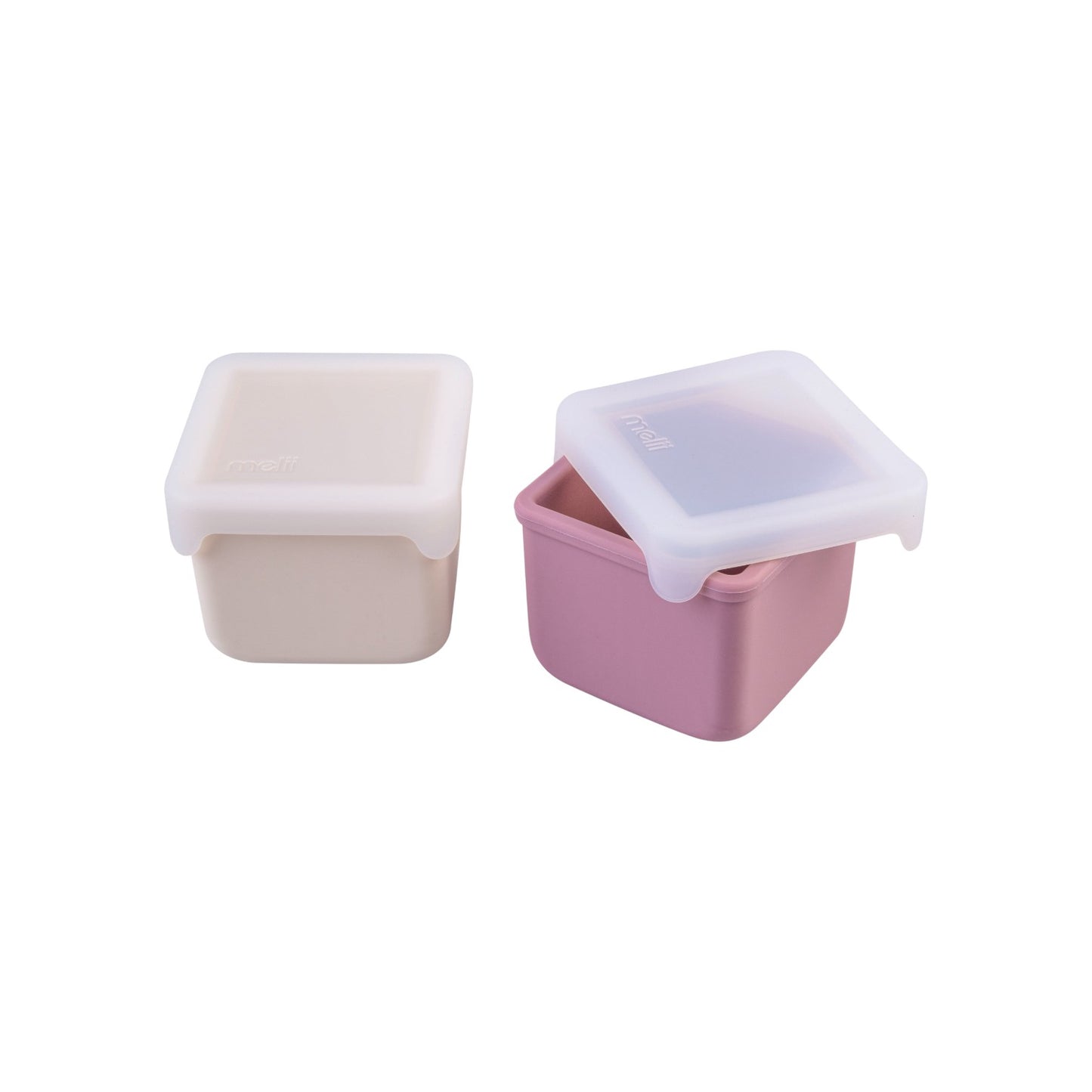 Melii Luxe 236ml Silicone Snack Containers (2 Pack) - Pink & Ivory