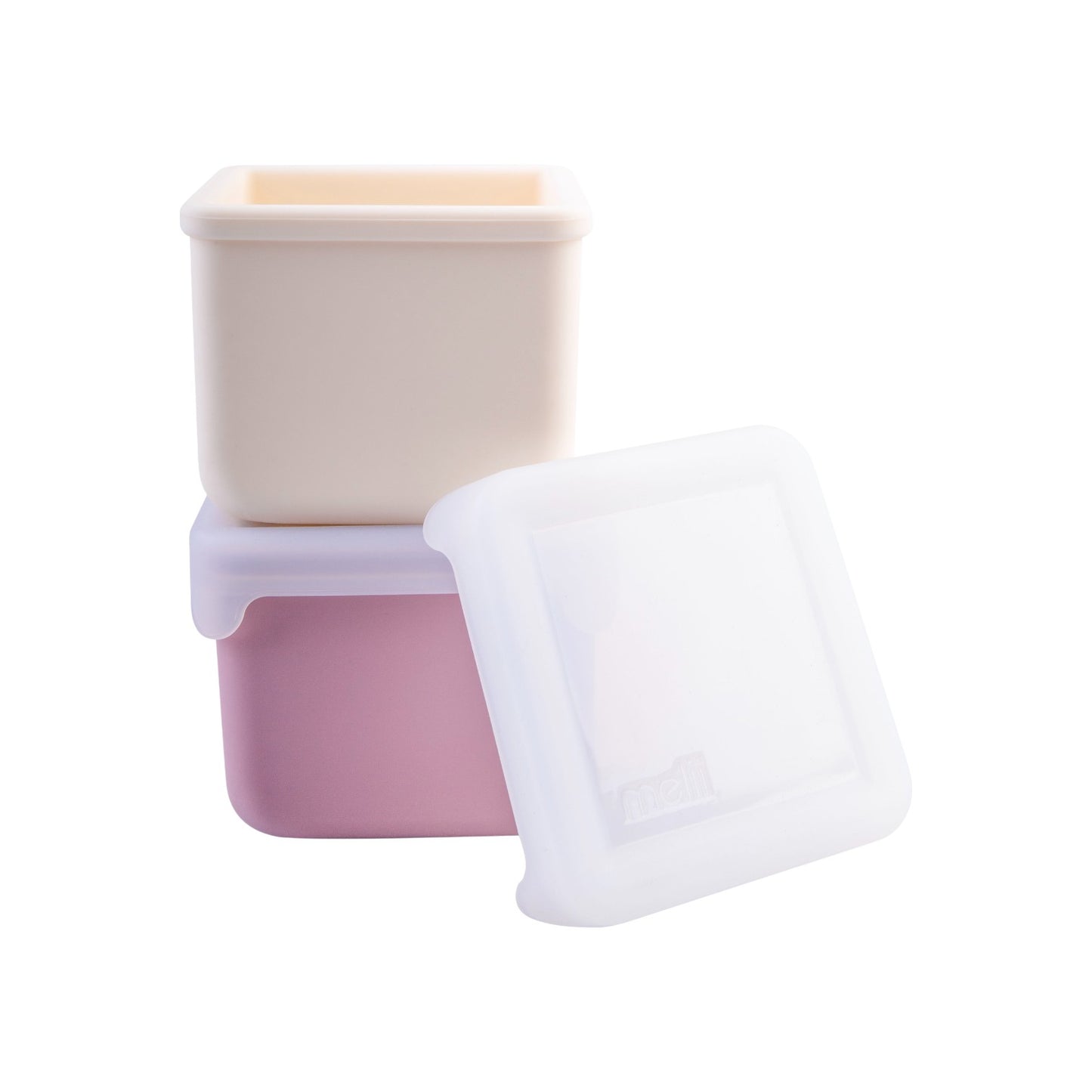 Melii Luxe 236ml Silicone Snack Containers (2 Pack) - Pink & Ivory