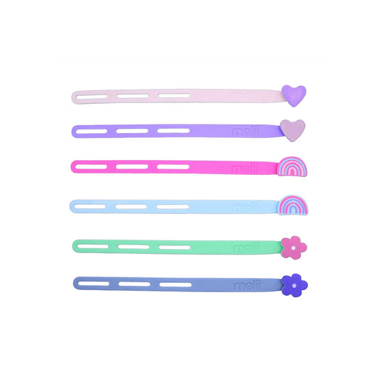 Melii Luxe Silicone Wrap Bands Set - Flower, Heart & Rainbows