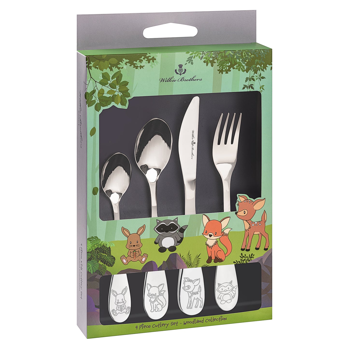 Wilkie Brothers 4 Piece Kids Cutlery Set - Woodland