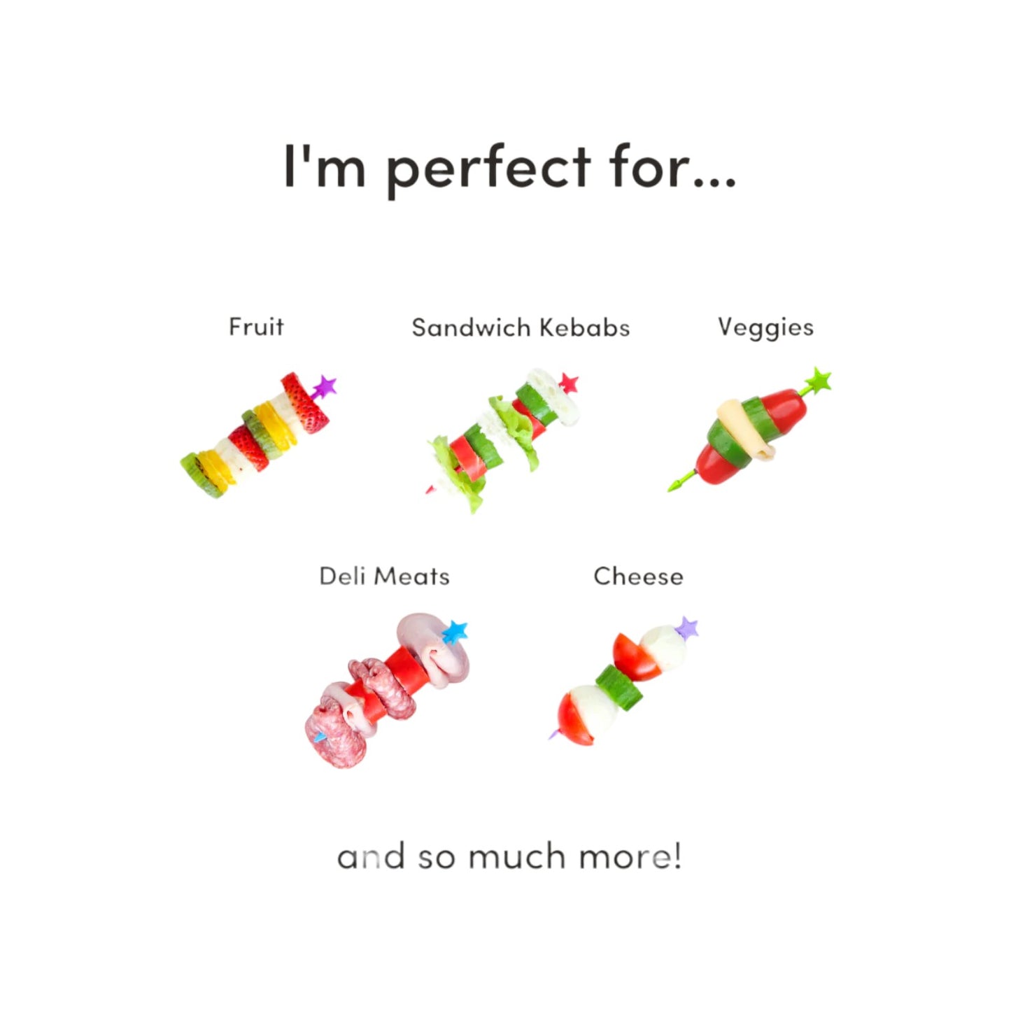 Lunch Punch Stix Long Food Picks - Bright 7 Pack