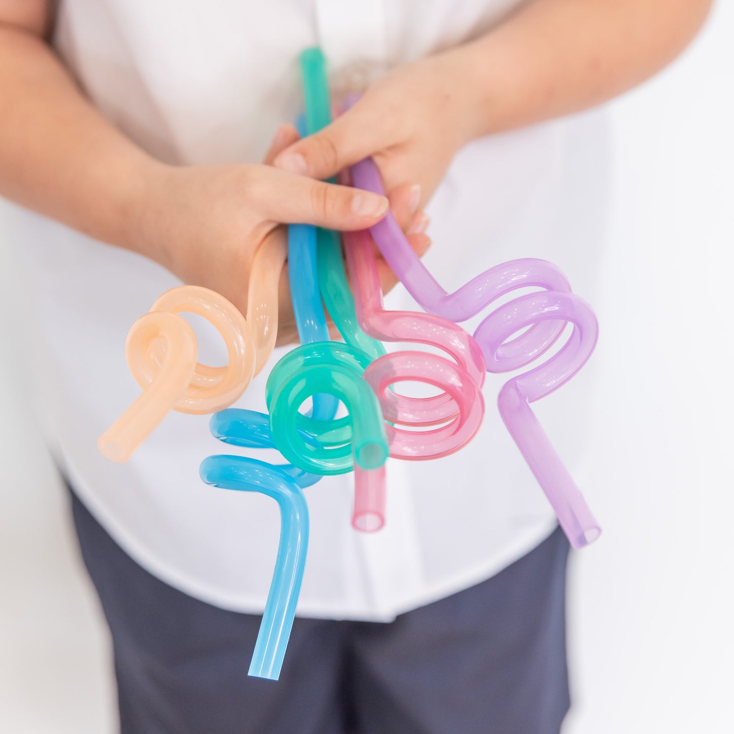MontiiCo Fusion Twirly Silicone Straws - Tangerine/Orange