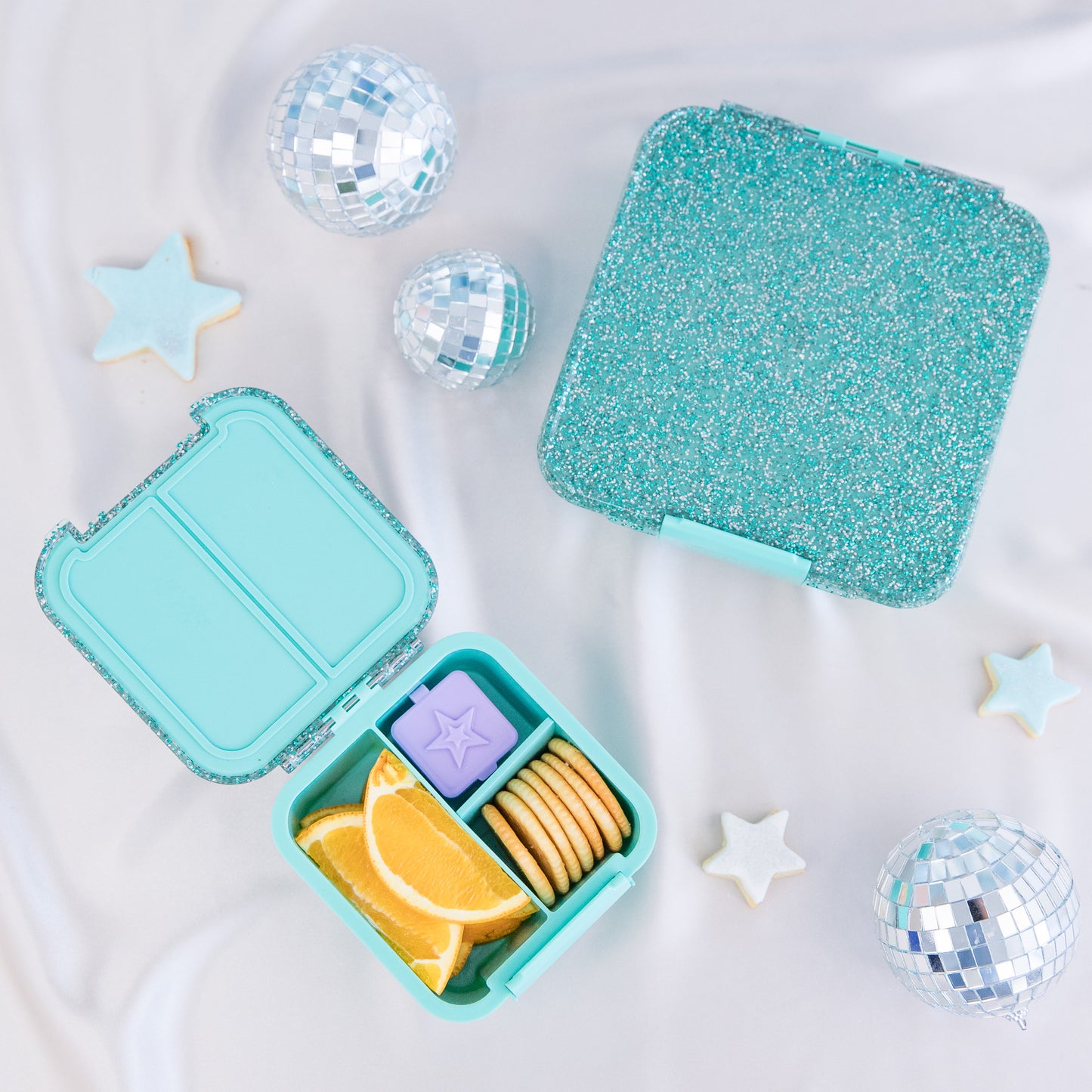 MontiiCo Bento Two Snack Box - Turquoise Glitter