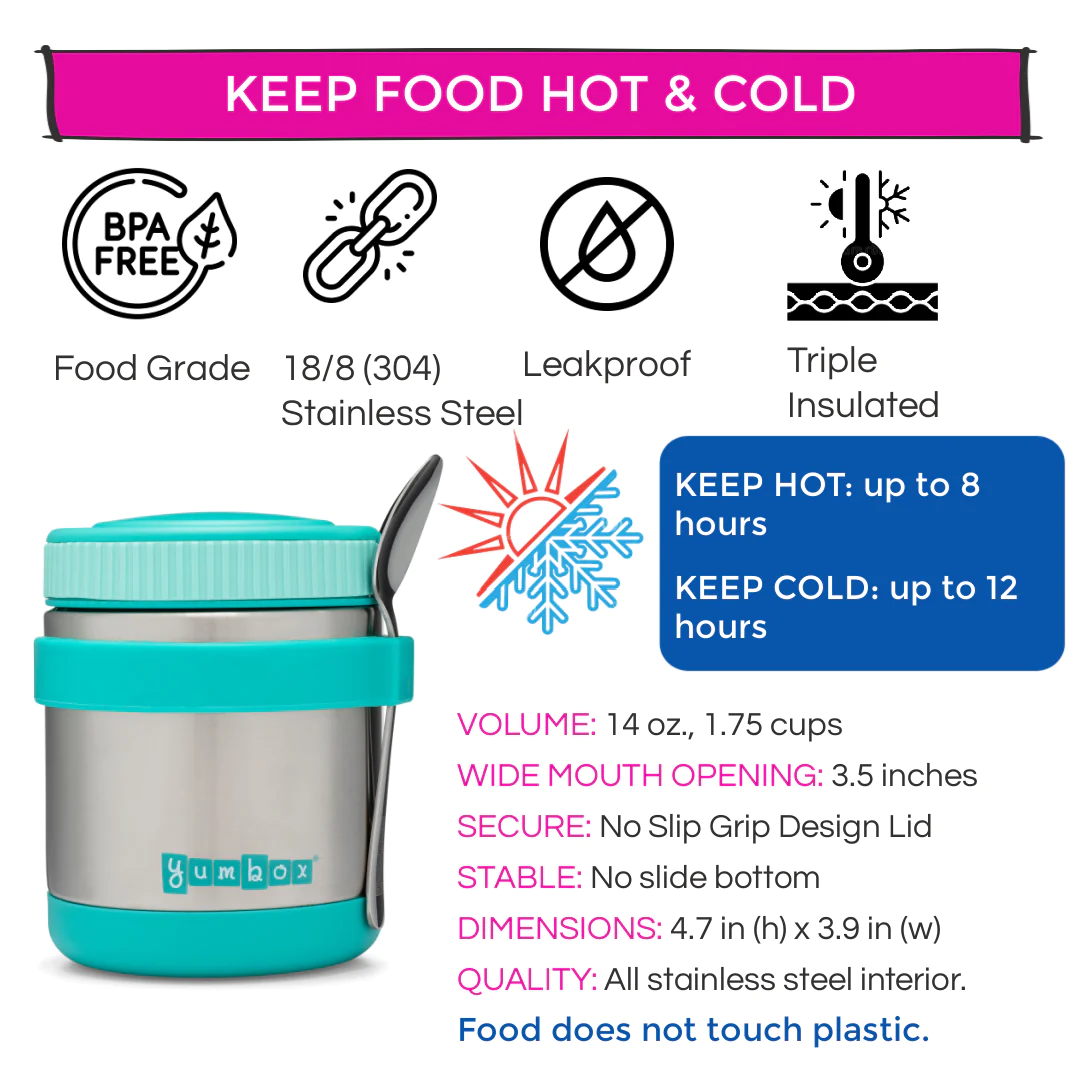 Yumbox Zuppa 420ml Insulated Food Jar with Spoon - Assorted Colours