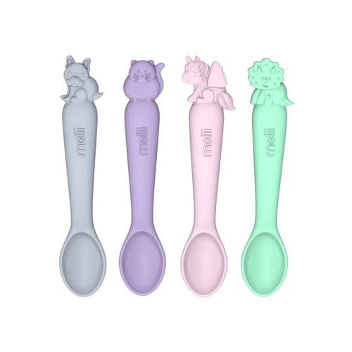 Melii Animal Silicone Spoons 4 Pack - Purple *PREORDER*