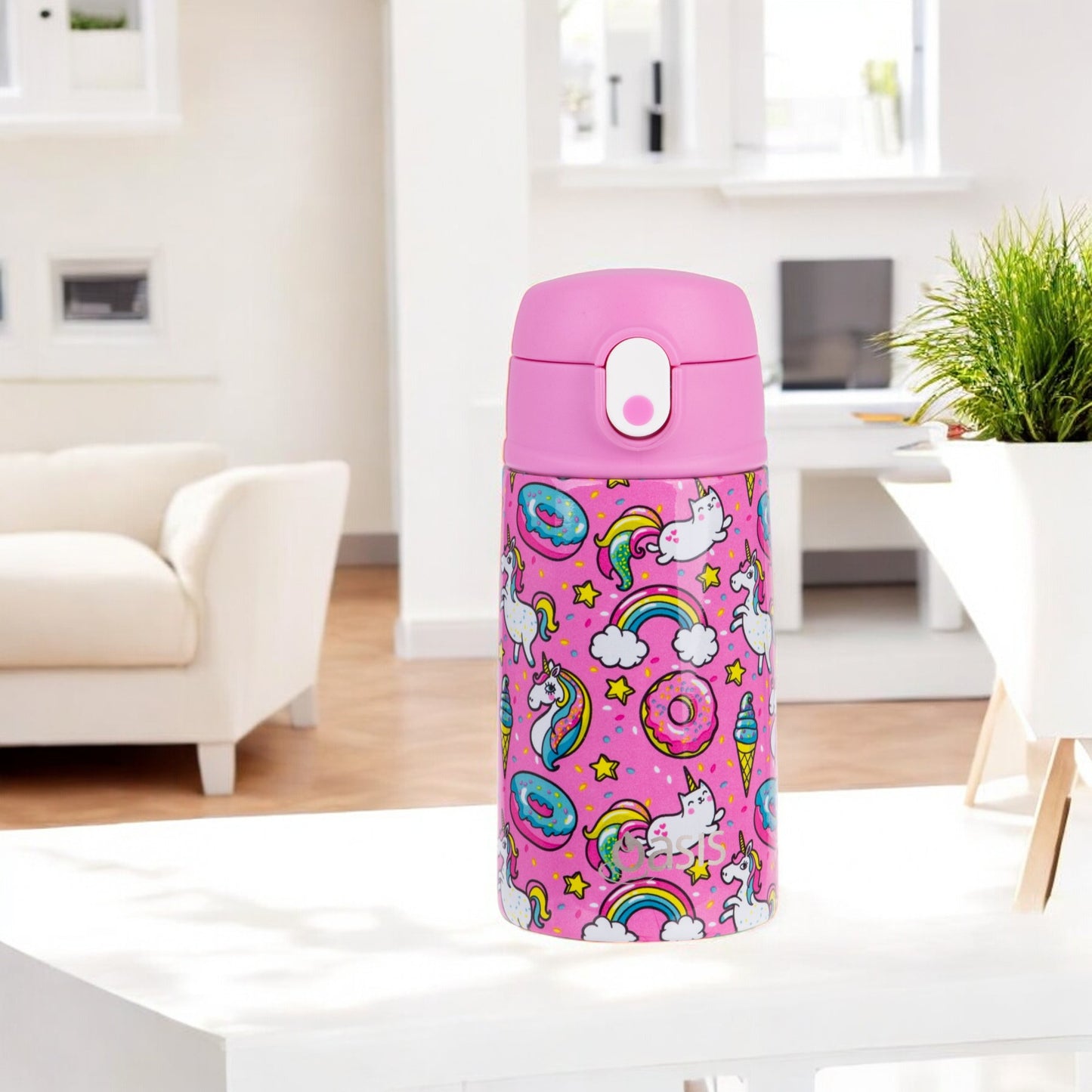 Oasis Insulated 400ml Kid's Drink Bottle w/ Sipper - Unicorns