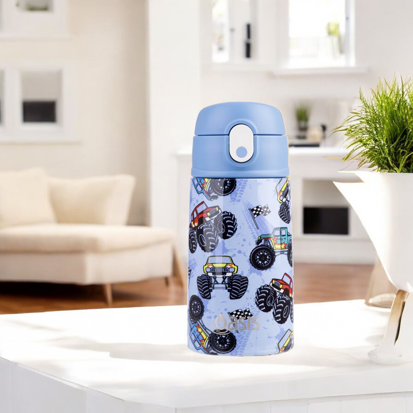 Oasis Kid's 400ml Insulated Drink Bottle w/ Sipper - Monster Trucks