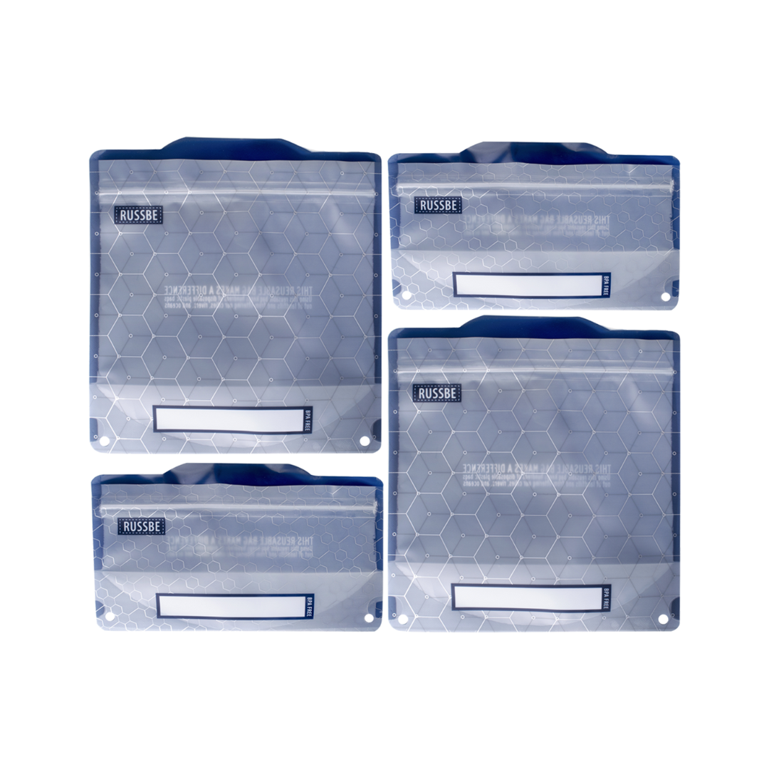 Russbe Sandwich Snack Bags 4 Pack Metallic Hexagrid