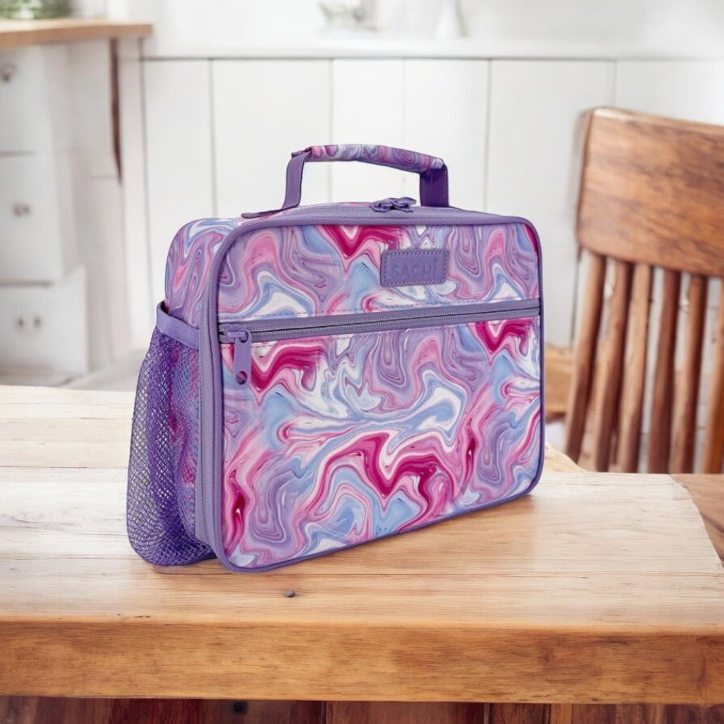 Sachi Insulated Crew Lunch Bag w/ Bottle Holder - Marble Swirls