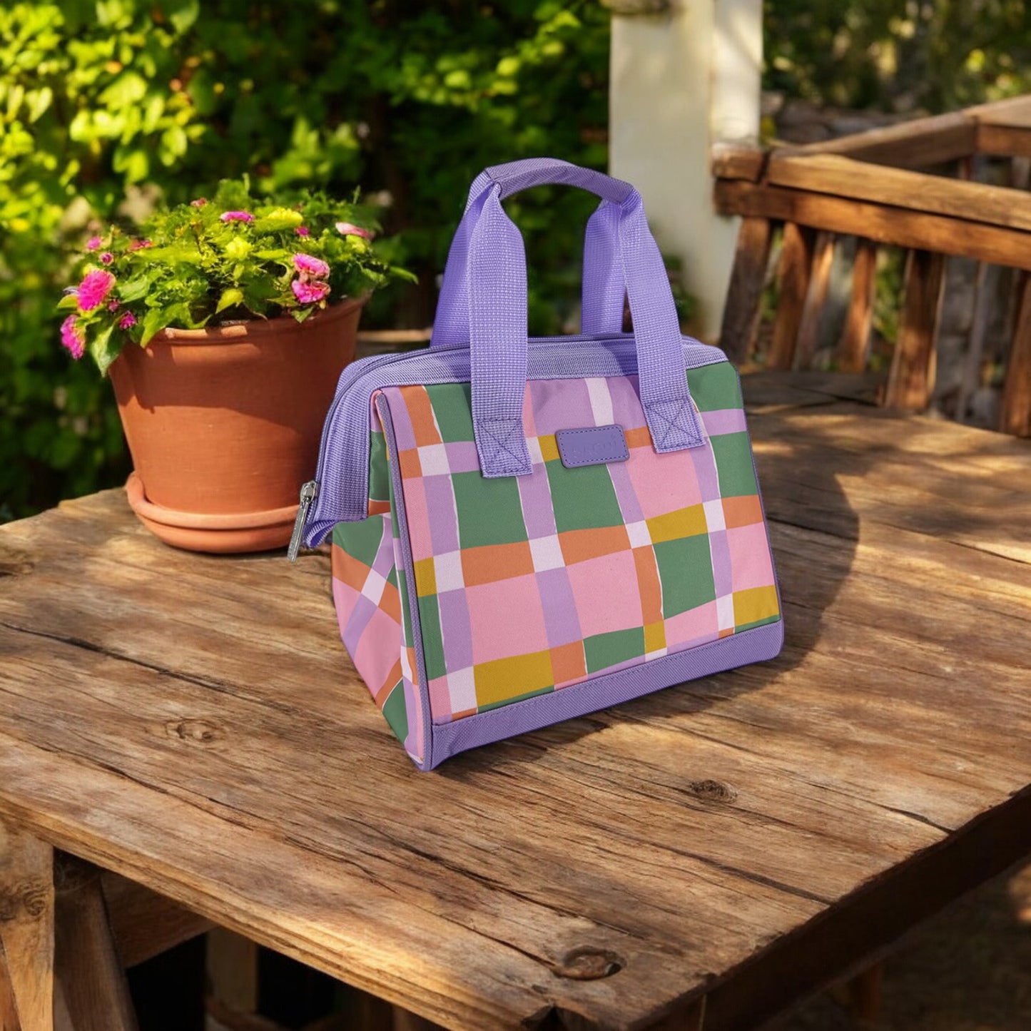 Sachi Insulated Lunch Bag - Pastel Checks