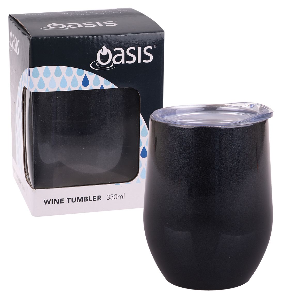Oasis 330ml Insulated Wine Tumbler Gift Boxed - Midnight