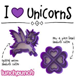 Lunch Punch Sandwich Cutters I Heart Unicorns - 2 Pack