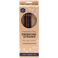 Load image into Gallery viewer, Ever Eco Rose Gold Reusable Straws Straight - 4 Pack with Brush