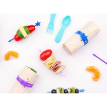 Load image into Gallery viewer, Lunch Punch Stix Long Food Picks - Blue Rainbow 4 Pack