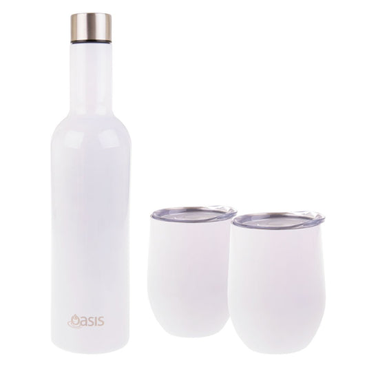 Oasis 3 Piece Insulated Wine Traveler Gift Set - White