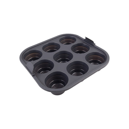 Daily Bake Silicone Square Collapsible Air Fryer 9-Cup Mini Muffin Pan