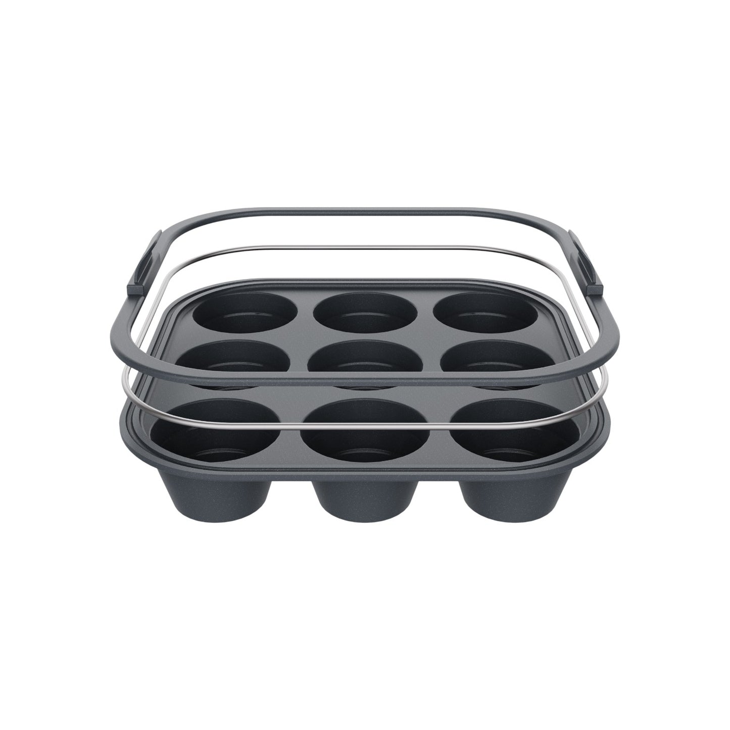 Daily Bake Silicone Square Collapsible Air Fryer 9-Cup Mini Muffin Pan