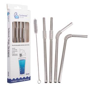 Turtleneck Stainless Steel Flexible Straws - Set of 4