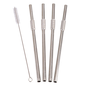 Turtleneck Stainless Steel Flexible Straws - Set of 4