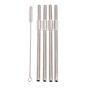 Turtleneck Stainless Steel Flexible Straws - Set of 4