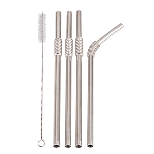 Turtleneck Stainless Steel Flexible Straws - Set of 4