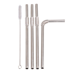 Turtleneck Stainless Steel Flexible Straws - Set of 4