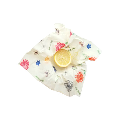 BUZZEE Organic Beeswax Wraps (4 Pack) - Bees at Work