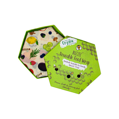 BUZZEE Organic Beeswax Wraps (4 Pack) - Harvest