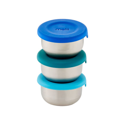 Melii Stainless Steel Mini Containers (3 Pack) - Assorted Colours