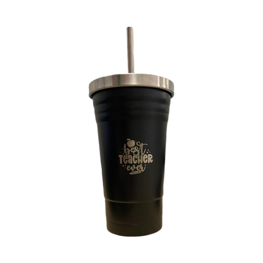 "Best Teacher" Engraved Smoothie Tumbler - Assorted Colours