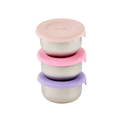 Melii Stainless Steel Mini Containers (3 Pack) - Assorted Colours