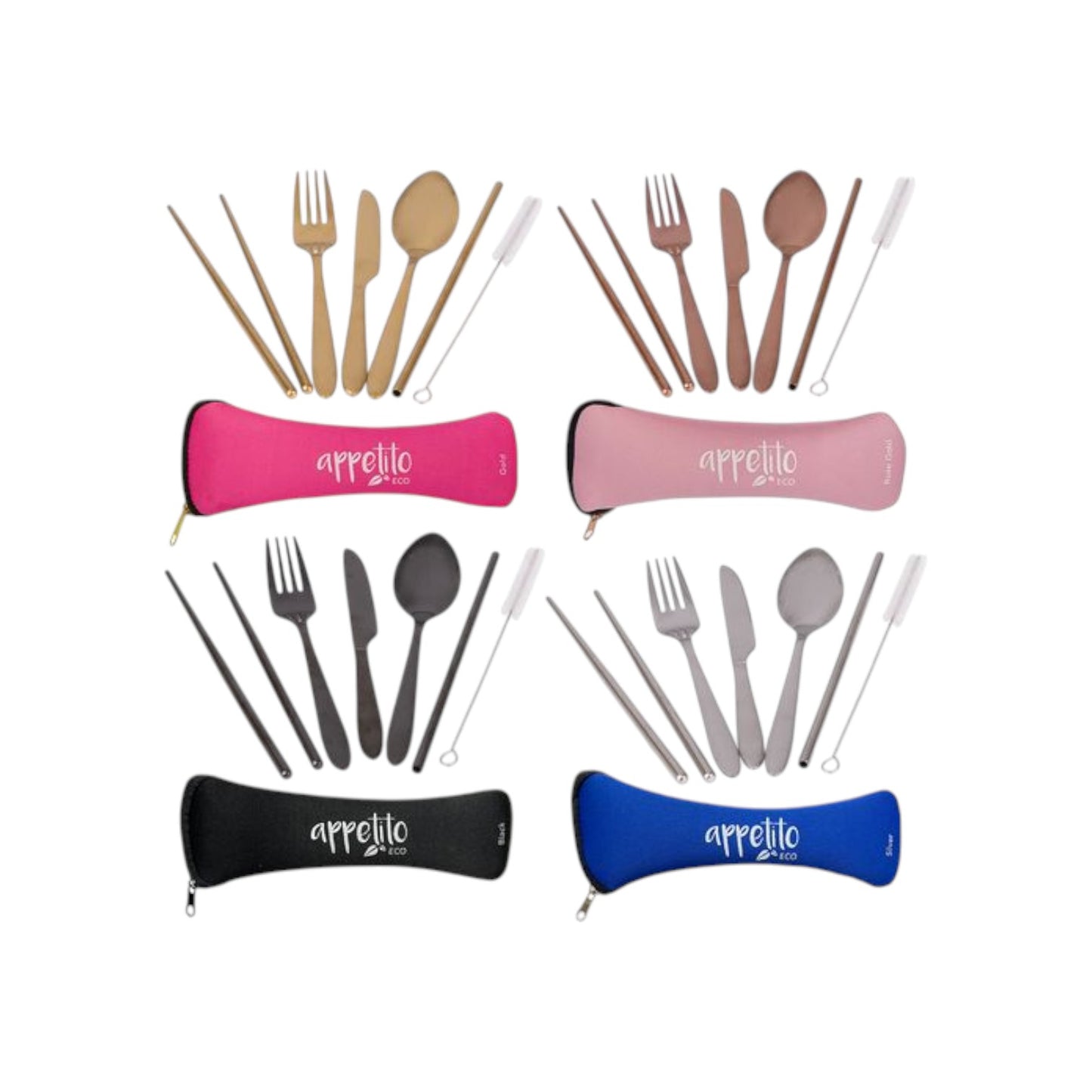 Appetito 6 Piece SS Traveller's Cutlery Set - Assorted Colours