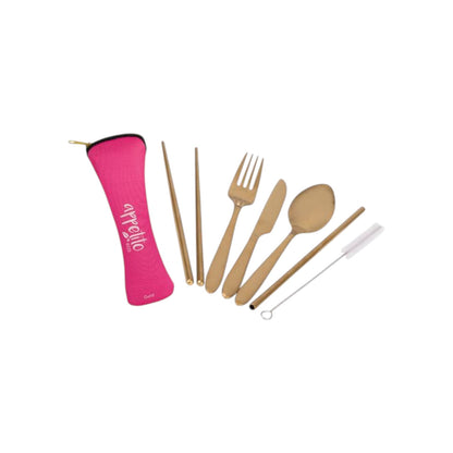 Appetito 6 Piece SS Traveller's Cutlery Set - Assorted Colours