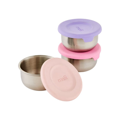 Melii Stainless Steel Mini Containers (3 Pack) - Assorted Colours